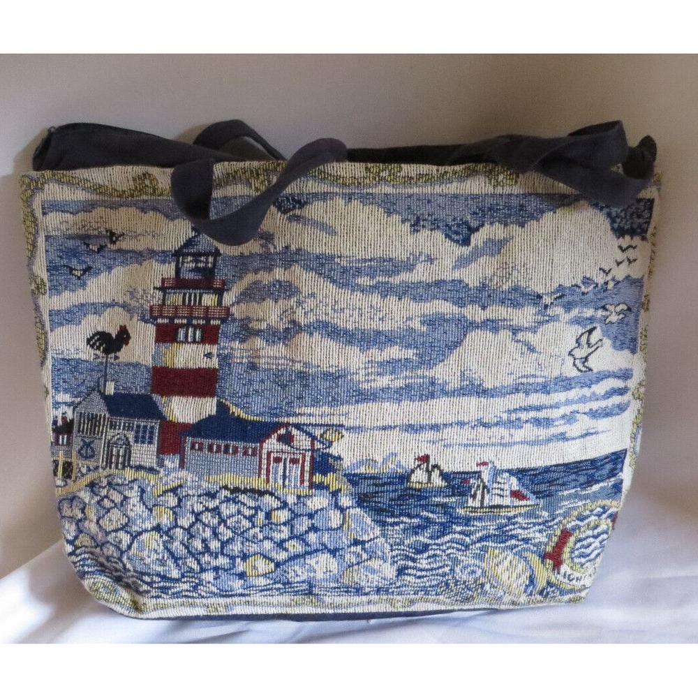 Blue Harbor Collection By IGL Lighthouse Beach Bag Shoulder Tote